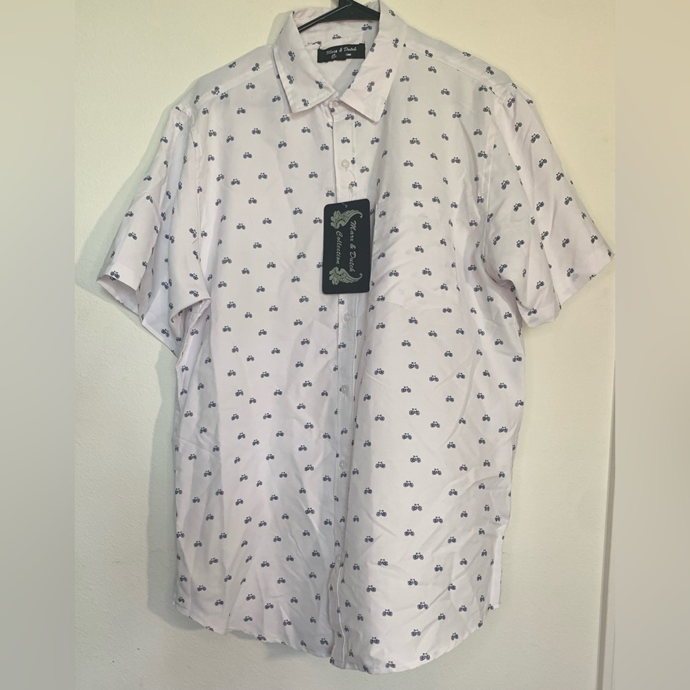 Mens Short Sleeve Button Down Shirt Large